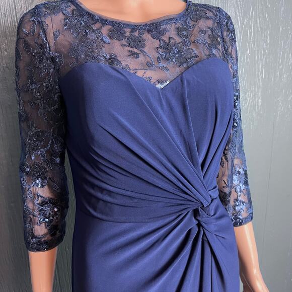 Alex Evenings Sequined Maxi Gown 8 Faux Wrap Formal Cocktail New Years Prom Ball - Picture 2 of 7